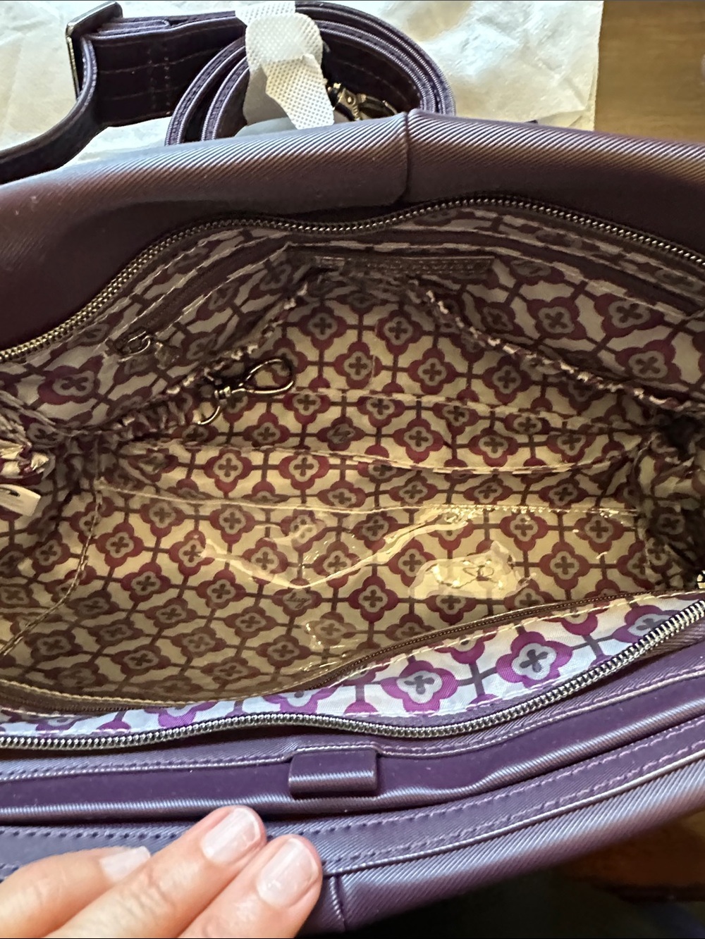 lug half plunge in Plum Crossbody Bag with Adjustable Strap - Picture 3 of 7